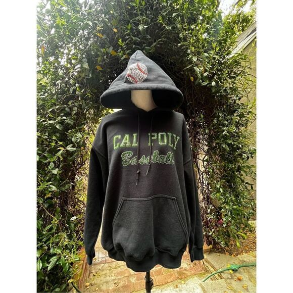 CAL POLY UNIVERSITY BASEBALL NAVY BLUE BLING RHINESTONES SPELLOUT HOODIE SWEATSH - Picture 12 of 17
